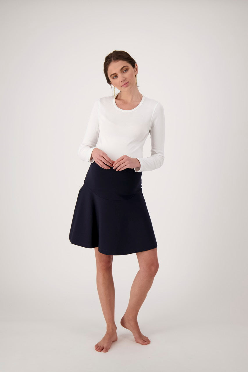 Navy Fit & Flare Skirt